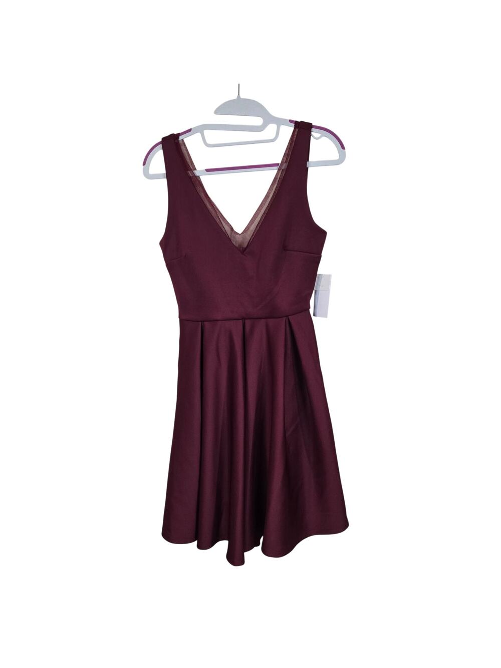 NEW NWT Kalani Hilliker for Alyce Maroon V-Neck Cocktail Party Mini Dress | XS